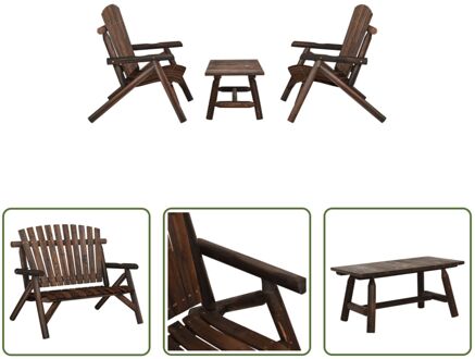 Loungeset Adirondack - Houten Tuinmeubelen - 119x85x98cm - Massief Vurenhout Bruin