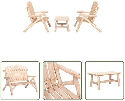 Loungeset Adirondack - Tuinbank 119 x 85 x 98 cm - Salontafel 90 x 50 x 41 cm - Massief vurenhout Bruin