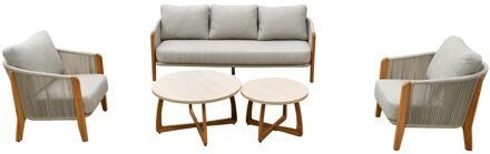 Loungeset Aegea - Aluminium/teakhout - 5 Personen