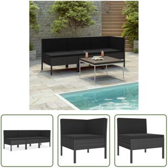 Loungeset Allibert - Tuinmeubelen - 6-delig - zwart - PE-rattan - gepoedercoat staal