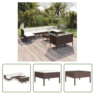 Loungeset Aluminium Rattan - Bruin - 60x60x35cm - PE-rattan