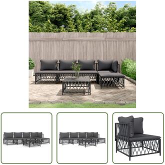 Loungeset Antraciet Geweven Stof - Tuinhoekbank 72x72x66 cm - Tuinmiddenbank 70x72x66 cm - Grijs