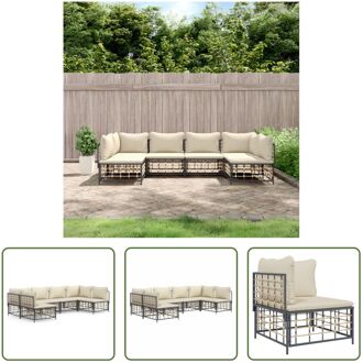 Loungeset - Antraciet - Poly Rattan - 4 Stuks - Complete Set Grijs