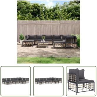 Loungeset - Antraciet - Poly rattan - 72 x 72 x 66 cm - Comfortabel loungen - Weerbestendig - Stevig Grijs