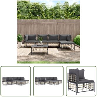 Loungeset Antraciet - Poly rattan - 72 x 72 x 66 cm - Weerbestendig Grijs