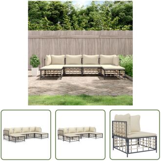 Loungeset - Antraciet - Poly Rattan - 72x72x66 cm - Comfortabele zitervaring Grijs