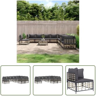 Loungeset - Antraciet - Poly rattan - 72x72x66 cm - Weerbestendig Grijs