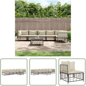 Loungeset - Antraciet - Poly Rattan - 72x72x66 cm - Weerbestendig Grijs