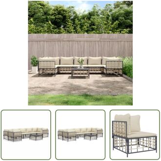 loungeset - Antraciet - Poly Rattan - Hoekbank 72x72x66cm - Stevig en stabiel frame Grijs