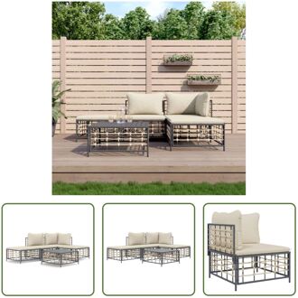 loungeset - antraciet poly rattan - hoekbank 72x72x66cm - weerbestendig - 110kg draagvermogen - Grijs