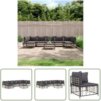 Loungeset Antraciet - Poly Rattan - Modulair Ontwerp - 72x72x66 cm - Weerbestendig - Stevig Stalen Grijs