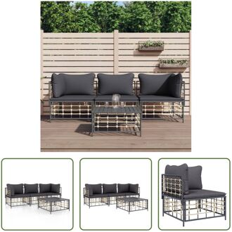 Loungeset - Antraciet poly rattan - Modulair ontwerp Grijs