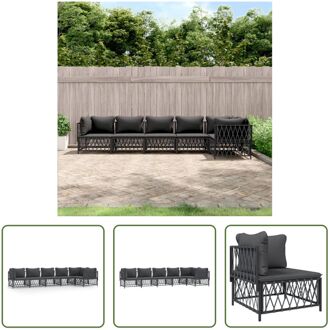 Loungeset - Antraciet - Tuinhoekbank 72x72x66cm - Geweven Stof - Stalen Frame Grijs