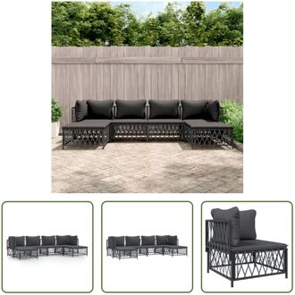 Loungeset Antraciet - Tuinhoekbank - Tuinmiddenbank - Tuinvoetenbank - 72x72x66cm - Geweven stof Grijs