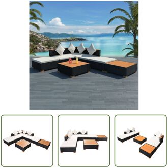 loungeset Aruba - hoekbank 69.5x69.5x57.5cm - middenbank 69.5x69.5x57.5cm - voetensteun 69.5x69.5x29cm Zwart