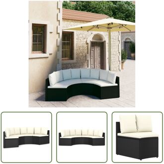 loungeset Atlanta - Poly rattan - 88x66x67 cm - zwart - crèmewit