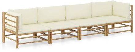 Loungeset Bamboe - Modulair - 65x70x60 cm - Crèmewit