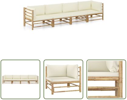 Loungeset Bamboe - Modulair - 65x70x60 cm - Crèmewit