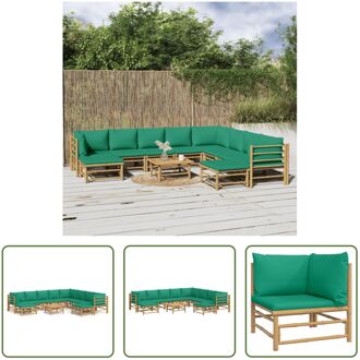 Loungeset Bamboe - Modulair - Zitcomfort - Duurzaam - Incl - Kussens - Incl - Tafel - 16-Delig Bruin