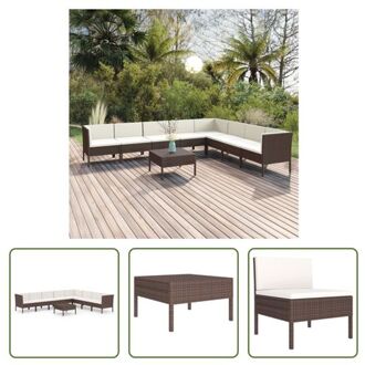 loungeset Barcelona PE-rattan bruin - Modulaire tuinmeubelset - 60x60x35 cm - inclusief kussens