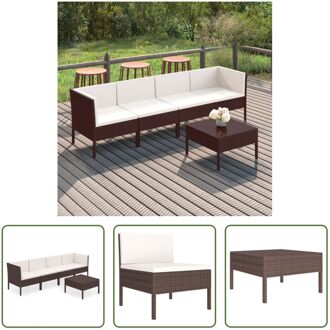 Loungeset Barcelona - Tuinmeubelen - 57x69x69 cm - Bruin - Crèmewit