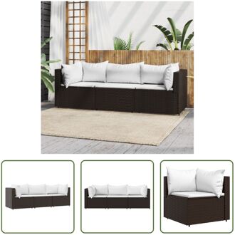 Loungeset - Bruin - Hoekbank 63x63x57.5cm - Middenbank 63x63x57.5cm - Verstelbare poten - Inclusief