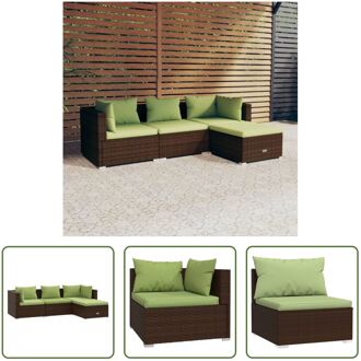 Loungeset Bruin - Hoekbank - Middenbank - Voetenbank - 70 x 70 x 60.5 cm - Waterdicht PE-rattan