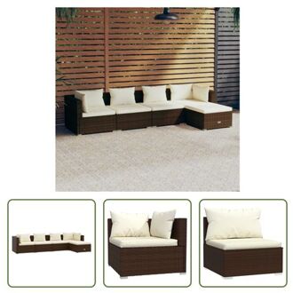 loungeset - bruin - modulair ontwerp - waterdicht PE-rattan - stevig frame - comfortabele kussens