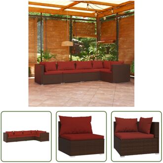 Loungeset Bruin - Modulair - Waterdicht PE-rattan - Stevig frame - Comfortabele kussens