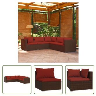 Loungeset - Bruin - PE-rattan - 70 x 70 x 60.5 cm - Comfortabele kussens