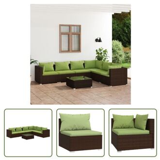 Loungeset - Bruin - PE-rattan - 70 x 70 x 60.5 cm - Inclusief kussens