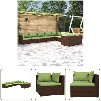 Loungeset Bruin PE-rattan - 70x70x60.5 cm - Met kussens