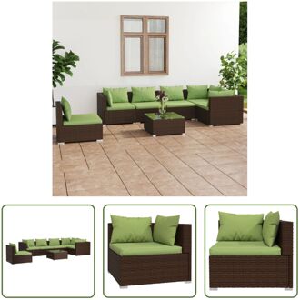 Loungeset - Bruin PE-rattan - Modulair design - Stevig frame - Hoogwaardig materiaal - Optimaal