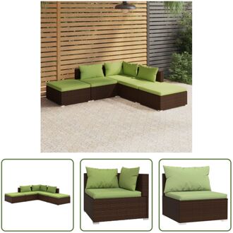 Loungeset - bruin PE-rattan - modulair ontwerp - stevig frame - comfortabele kussens