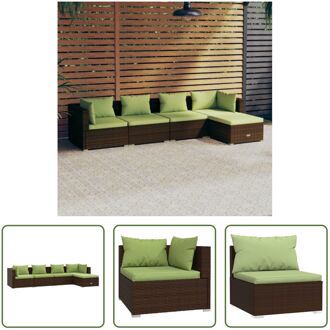 Loungeset - Bruin PE-rattan - Modulair ontwerp - Stevig frame - Hoogwaardig materiaal - Comfortabele