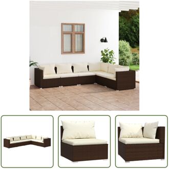 Loungeset Bruin - PE-rattan - Modulair ontwerp - Waterdichte kussens - Montage vereist - Inclusief 3