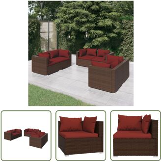 Loungeset - Bruin - PE-rattan - Stalen frame - Modulair design - Hoekbank 70x70x60.5 - Zitkussen