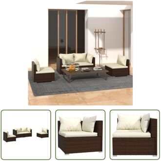 Loungeset - Bruin - PE-rattan - Stevig frame - Modulair design - Optimaal zitcomfort