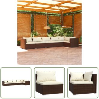 Loungeset - Bruin PE-rattan - Stevig frame - Modulair ontwerp - Comfortabele kussens - Montage vereist