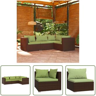 Loungeset - Bruin - PE-rattan - Waterdicht - Modulair - Comfortabele kussens