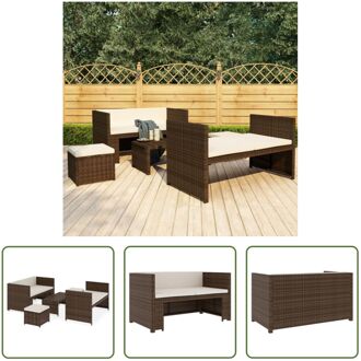 Loungeset - Bruin poly rattan - 5-delig - 130 x 70 x 70 cm - Ultiem comfort - Weerbestendig