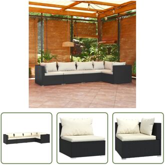 Loungeset - Comfort - Tuinmeubelen - 70x70x60.5 cm - Zwart - crème kussen