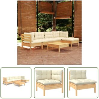 Loungeset Cornelia - Tuinmeubelen - 63.5 x 63.5 x 62.5 cm - Grenenhout Crème