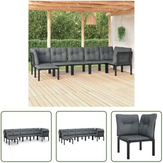 Loungeset Cosmo - Hoekstoel - enkele stoel - voetenbank - Zwart - 62x62x68cm - Weerbestendig