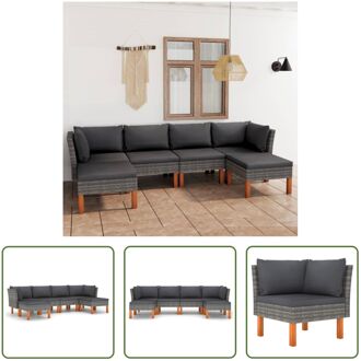 Loungeset Cube - Grijs - PE-rattan - 6-delig