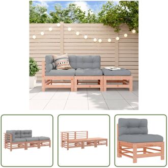 Loungeset Dougla Hout - Tuinmeubelen - 57.5x63.5x60 cm - Grijs Bruin