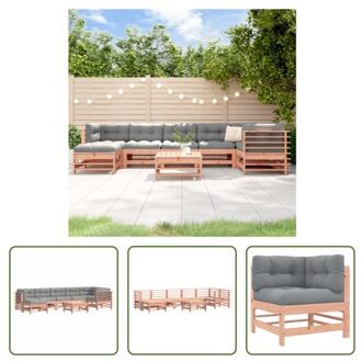 Loungeset - Douglas - Tuinmeubelen - 57.5x63.5x60cm - Grijs kussen Bruin