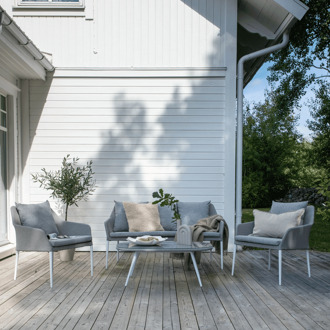 Loungeset 'Felica' Met bank, 2 loungestoelen en tafel, kleur Grijs