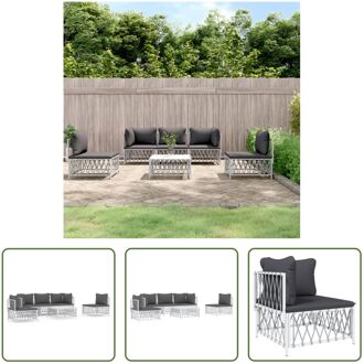 Loungeset - Geweven stof - Gepoedercoat staal - Wit - Tuinhoekbank - 72 x 72 x 66 cm - Capaciteit 110