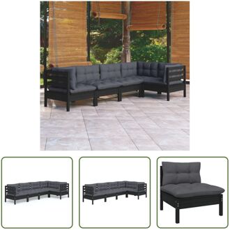 Loungeset Grenenhout - 63.5 x 63.5 x 62.5 cm - Zwart - Antraciet - Montage vereist